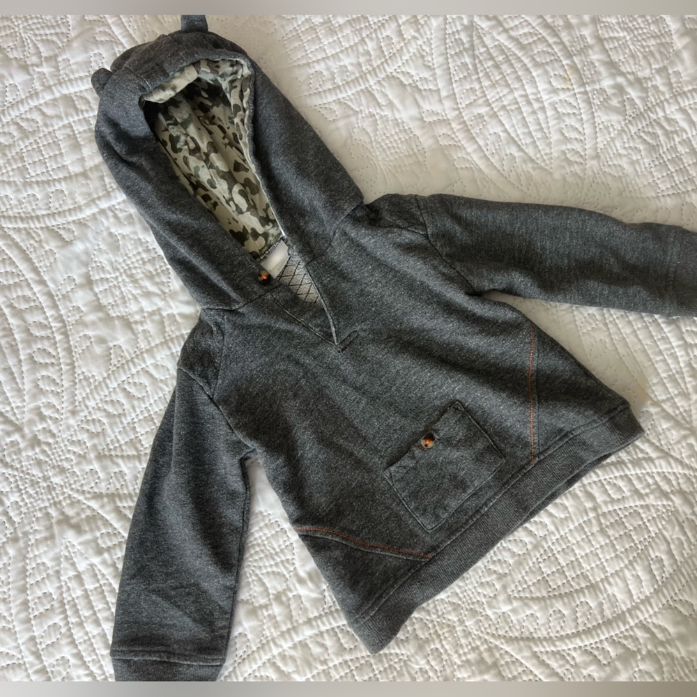Kardashian Kids Charcoal Hoodie with Camo Interior
